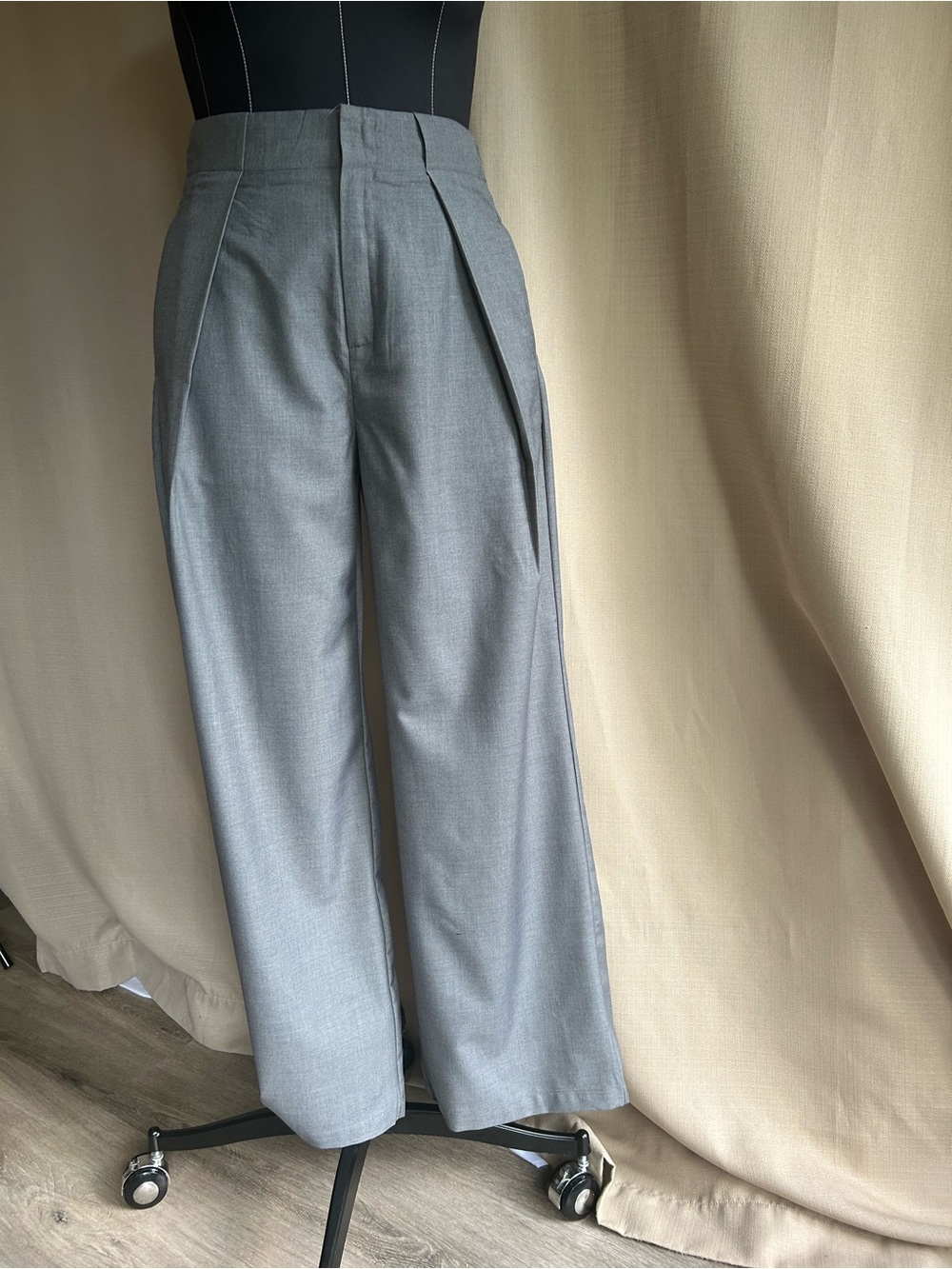 Commense High-Waist Wide Leg Grey Trousers